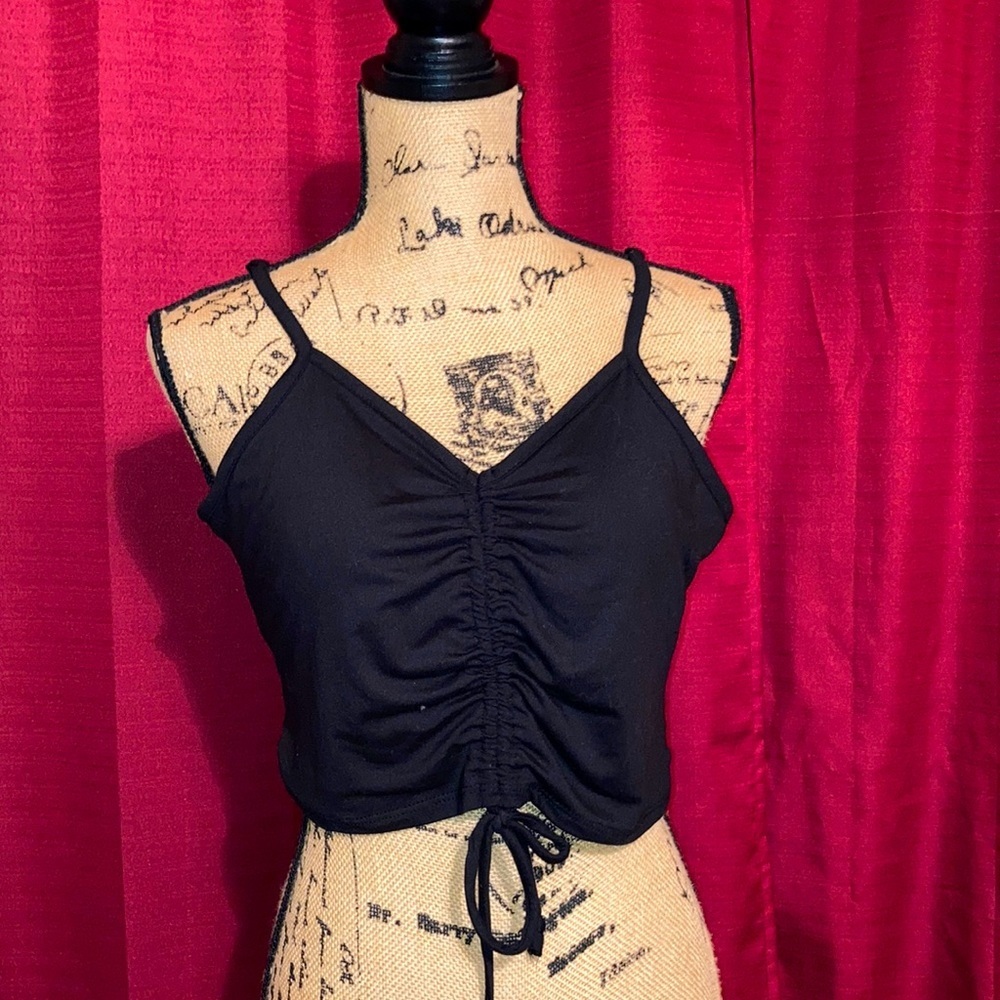 NWT Black Ruched Tie Top Tank